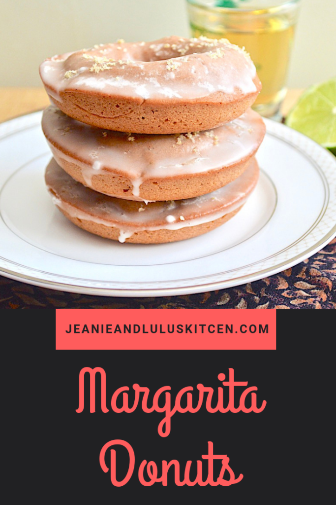 These margarita donuts are so light and fluffy from being baked with all of the fun summer flavors of a margarita with lots of lime and tequila! #donuts #breakfast #margarita #margaritadonuts #jeanieandluluskitchen