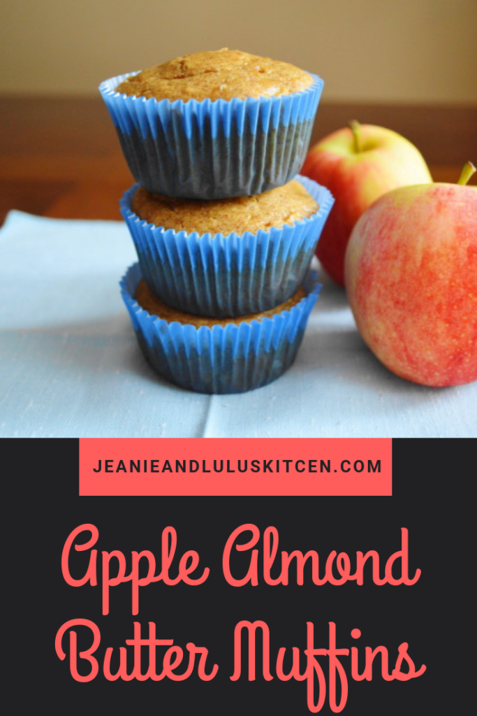 Apple almond butter muffins taste so decadent that you would never know they're healthy and gluten free! #muffins #breakfast #apple #applealmondbuttermuffins #jeanieandluluskitchen